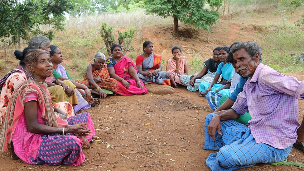 Women of an NMCT-supported self-help group meeting in their village