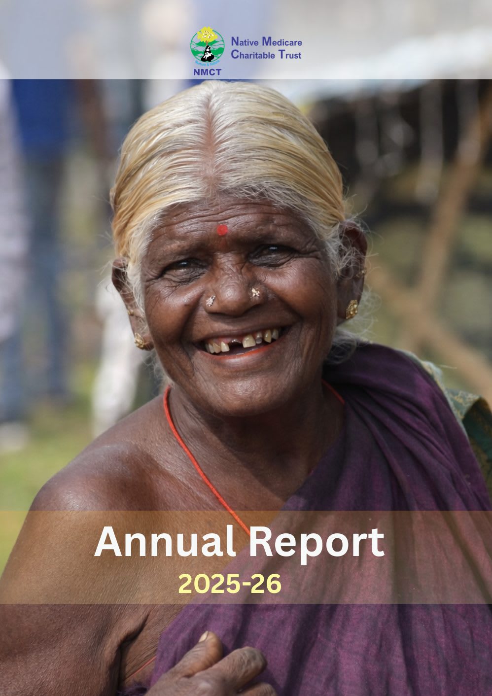 Cover of NMCT's Annual Report 2025-26: Ms Masani, smiling